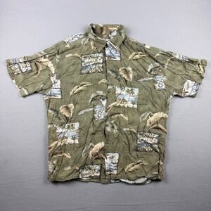 Vintage Moda Campia Moda Men XL Rayon Aloha Shirt Tropical Print Coconut Buttons